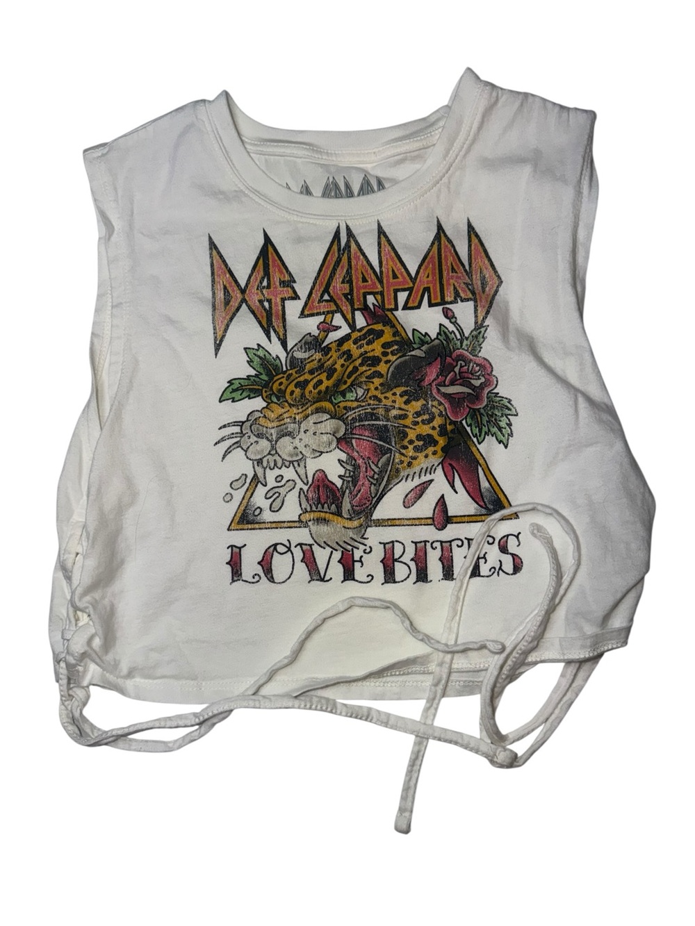 Def Leppard White 'Love Bites' Graphic Crop Tank